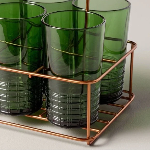 HEARTH & HAND NWT colored glass tumbler caddy set -13oz - Picture 3 of 7